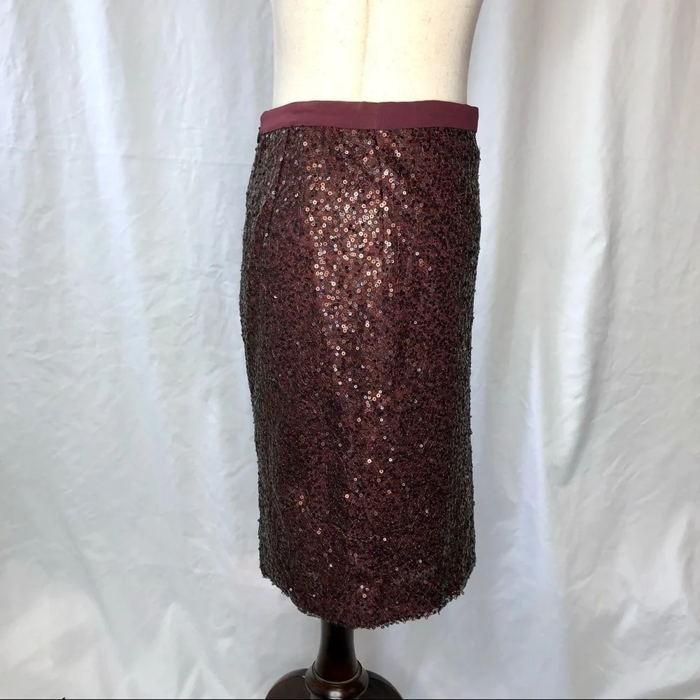 J. Crew Stardust sequin pencil skirt burgundy 0